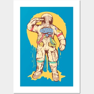 Colorful Astronaut who are Standing and Saluting Posters and Art